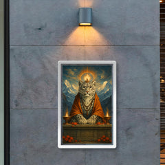 Snow leopard oracle on Himalayan altar poster 2