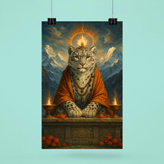 Snow leopard oracle on Himalayan altar poster 6