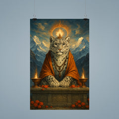 Snow leopard oracle on Himalayan altar poster 9