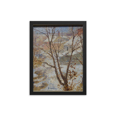 Snow Scene by Gari Melchers framed print on a plain backdrop in size 12"x16".