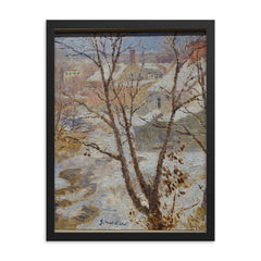 Snow Scene by Gari Melchers framed print on a plain backdrop in size 18"x24".