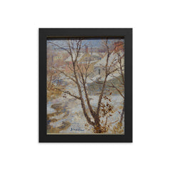 Snow Scene by Gari Melchers framed print on a plain backdrop in size 8"x10".