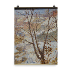 Snow Scene by Gari Melchers poster on a plain backdrop in size 8"x10".