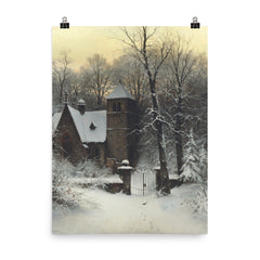 Snowy Churchyard by Sophus Jacobsen poster on a plain backdrop in size 8"x10".