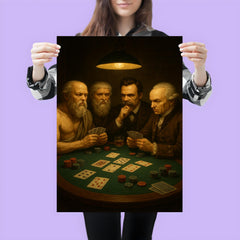 Socrates Plato Nietzsche and Kant playing a tense game of poker poster 3