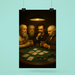 Socrates Plato Nietzsche and Kant playing a tense game of poker poster 6