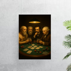 Socrates Plato Nietzsche and Kant playing a tense game of poker poster 7