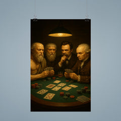 Socrates Plato Nietzsche and Kant playing a tense game of poker poster 9