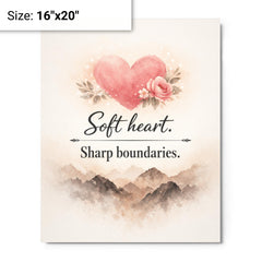 Soft heart Sharp boundaries metal print on a plain backdrop in size 16"x20".