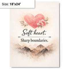 Soft heart Sharp boundaries metal print on a plain backdrop in size 18"x24".