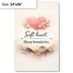 Soft heart Sharp boundaries metal print on a plain backdrop in size 24"x36".