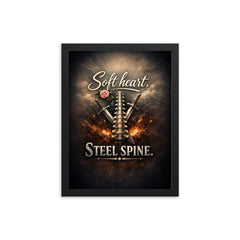 Soft heart Steel spine framed print on a plain backdrop in size 12"x16".