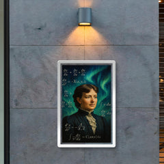 Sofya Kovalevskaya with equations and northern lights poster 2