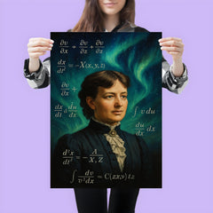 Sofya Kovalevskaya with equations and northern lights poster 3