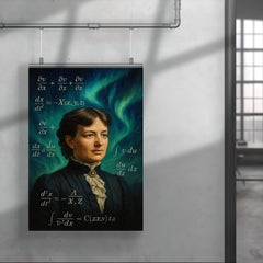 Sofya Kovalevskaya with equations and northern lights poster 4