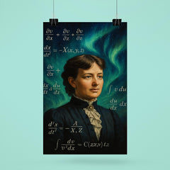 Sofya Kovalevskaya with equations and northern lights poster 6