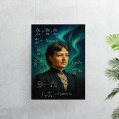 Sofya Kovalevskaya with equations and northern lights poster 7
