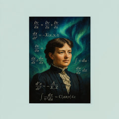 Sofya Kovalevskaya with equations and northern lights poster 8