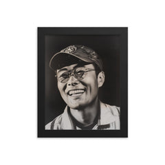 Soichiro Honda framed print on a plain backdrop in size 8"x10".