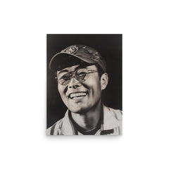 Soichiro Honda poster on a plain backdrop in size 12"x16".