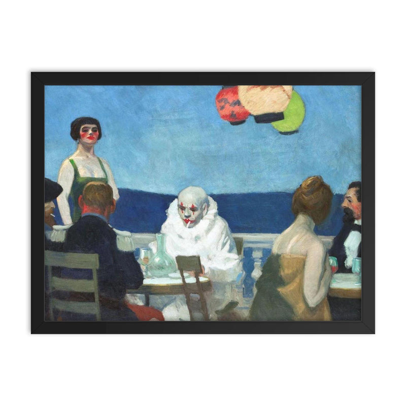 Soir Bleu by Edward Hopper framed print on a plain backdrop in size 18