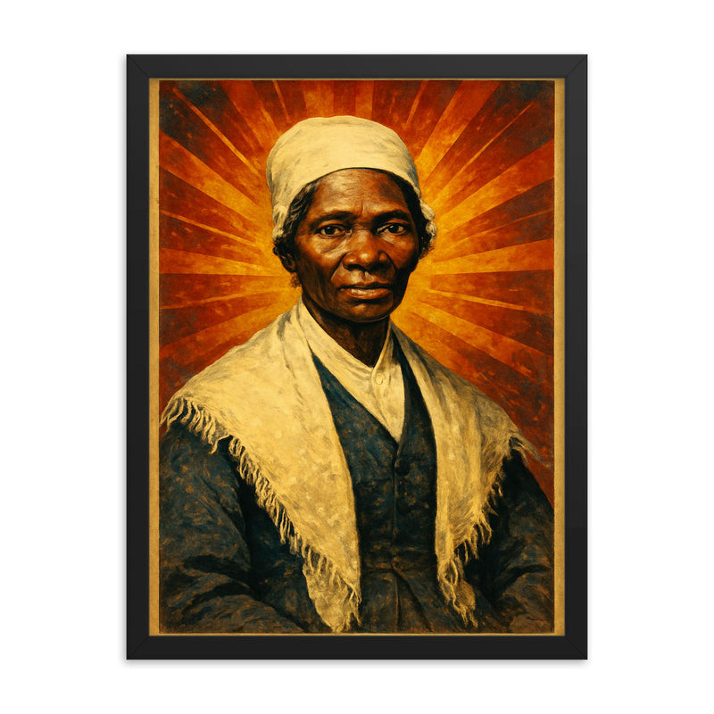 Sojourner Truth framed print on a plain backdrop in size 18