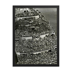 Soldiers Returning Home from WWII, 1945 framed print on a plain backdrop in size 18"x24".