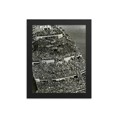 Soldiers Returning Home from WWII, 1945 framed print on a plain backdrop in size 8"x10".