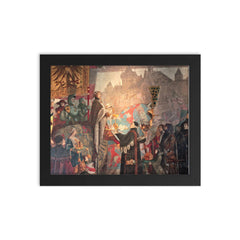 Solemn Entry of Emperor Sigismond into Strasbourg by Léo Schnug, 1414 framed print on a plain backdrop in size 8"x10".