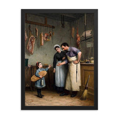 Something for the Cat by Adolf von Becker framed print on a plain backdrop in size 18"x24".