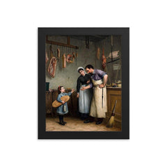 Something for the Cat by Adolf von Becker framed print on a plain backdrop in size 8"x10".