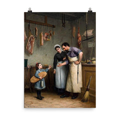 Something for the Cat by Adolf von Becker poster on a plain backdrop in size 8"x10".