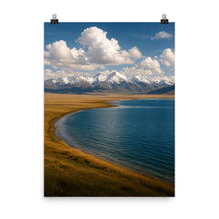 Song Kul Lake Kyrgyzstan poster on a plain backdrop in size 8"x10".