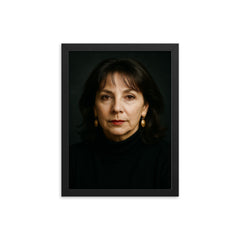 Sophie Calle portrait framed print on a plain backdrop in size 12"x16".