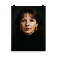 Sophie Calle portrait poster on a plain backdrop in size 8"x10".