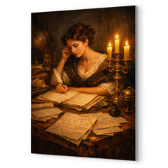 Sophie Germain by candlelit number theory pages metal print mockup