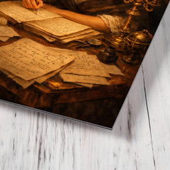 Sophie Germain by candlelit number theory pages metal print mockup