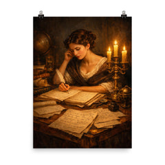Sophie Germain by candlelit number theory pages poster on a plain backdrop in size 8"x10".