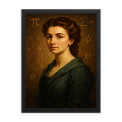 Sophie Germain framed print on a plain backdrop in size 18"x24".