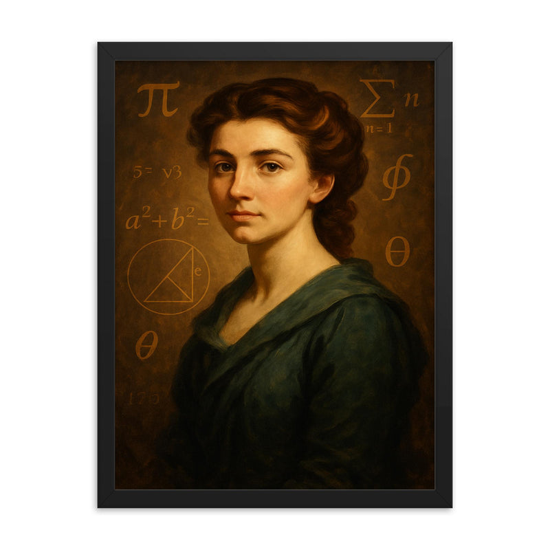 Sophie Germain framed print on a plain backdrop in size 18