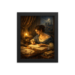 Sophie Germain hidden correspondence by lamplight framed print on a plain backdrop in size 8"x10".