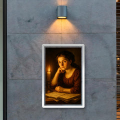 Sophie Germain under candlelight with hidden manuscripts poster 2
