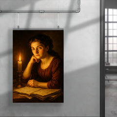Sophie Germain under candlelight with hidden manuscripts poster 4