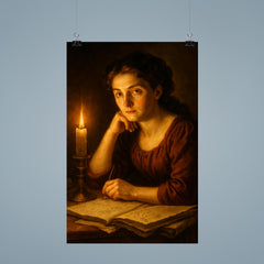 Sophie Germain under candlelight with hidden manuscripts poster 9
