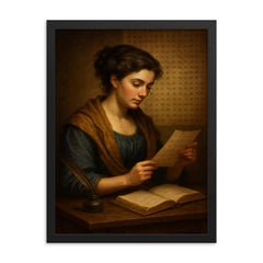 Sophie Germain under coded correspondence framed print on a plain backdrop in size 18"x24".