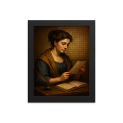 Sophie Germain under coded correspondence framed print on a plain backdrop in size 8"x10".