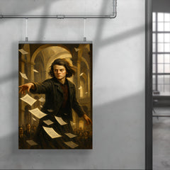 Sophie Scholl scattering forbidden leaflets in university atrium poster 4