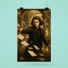 Sophie Scholl scattering forbidden leaflets in university atrium poster 6