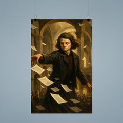 Sophie Scholl scattering forbidden leaflets in university atrium poster 9