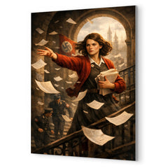 Sophie Scholl scattering White Rose leaflets metal print mockup